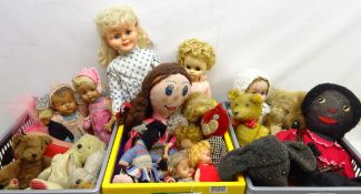 Large collection of vintage stuffed animals and dolls incl.