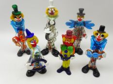 Six Murano glass Clowns, H33cm max Condition Report <a href='//www.