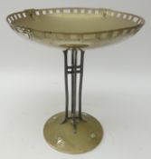 Art Nouveau WMF silver-plated centrepiece, pierced bowl with four embossed shield shaped motifs,