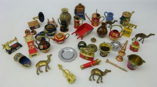 Collection of Bargeware painted miniatures including mangle, kettles,