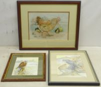 Mother Hen and her Chicks, early 20th century watercolour signed with initials RFM and dated 1909,