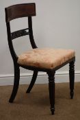Regency mahogany side chair, shaped cresting rail with carved and pierced splat, upholstered seat,