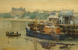 'Toil and Pleasure' - Scarborough Fishing Boat SH15 with the Grand Hotel in the background,