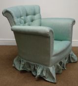 Early 20th century upholstered armchair, with buttoned back,