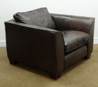 Art Deco style dark brown leather upholstered armchair,