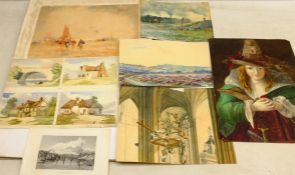 Collection of 19th century and later watercolours,