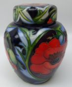 Moorcroft ginger jar and cover decorated in the Wilverley pattern, designed by Rachel Bishop,