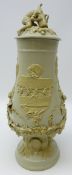 19th/ early 20th century Continental salt glaze/ stoneware footed vase and cover,