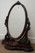 Victorian mahogany freestanding ornate dressing table mirror,