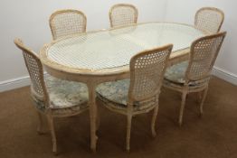 Conservatory painted wood bamboo oval dining table (94cm x 183cm,