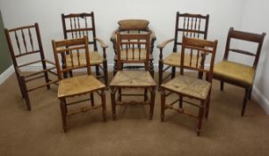 Set of three 19th century elm cane seat chairs,