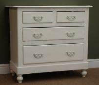 19th century white painted pine chest, two short and two long drawers, W92cm, H82cm,