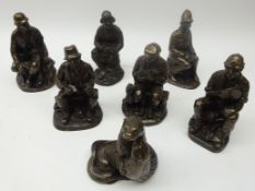 Seven Menton Manor bronzed figures, mostly from the Country Characters collection incl.