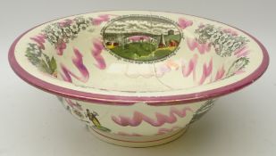 Victorian Scott & Sons Sunderland lustre bowl, with Masonic panel,