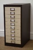 Silverline metal Index chest of ten drawers, W28cm, H60cm,
