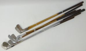 Golf Clubs - Two Josh Taylor Special hickory shafted drivers,