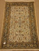 Kashan beige ground rug, central medallion,