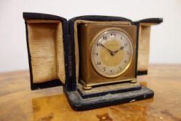 Art Deco small gilt brass cased travelling clock by Zenith, c1930,