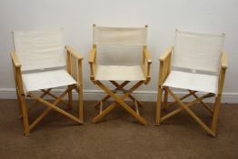 Three beech framed folding directors chairs Condition Report <a href='//www.