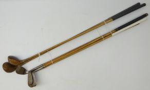 Golf Clubs - Three Henry Cotton steel shafted irons, Hickory shafted putter by Gibsons of Kinghorn,