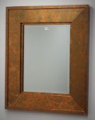 Rectangular acid washed copper finish mirror with bevelled glass,