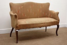 Early 20th century sofa with serpentine seat, shaped back and arms, cabriole legs,