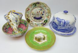 Spode Italian cheese dome on matching stand (H19cm dome) 19th century Coalport cabinet plate with