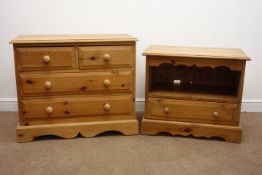 Solid pine chest of two short and two long drawers, W89cm, H74cm,
