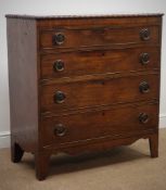 Early 19th century mahogany chest of four cockbeaded graduating drawers, with pine sides,