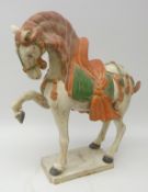 Large Tang style pottery Horse on rectangular base,