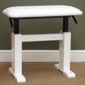 Stagg rectangular adjustable stool, white finish, upholstered seat, two supports on sledge feet,
