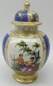 Helena Wolfsohn porcelain jar and cover painted with floral and figural panels,