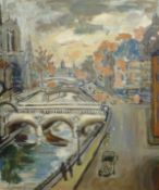 On the Banks of the Seine, oil on board signed by Georgette Dupouy (French 1901-1992),