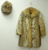 Vintage Lynx fur three quarter length coat with satin lining,