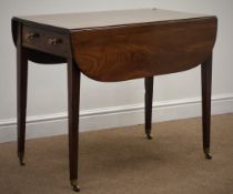 19th century mahogany drop leaf Pembroke table, single drawer, square tapering supports,