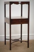 19th century mahogany washstand, single drawer, four square supports, W35cm, H79cm,
