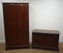Stag Minstrel mahogany double wardrobe, two doors enclosing fitted interior, shaped plinth (W97cm,