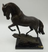 Italian bronzed model of a horse 'Cartujano' on rocky base by J.L.
