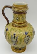 19th century Mettlach jug/ stein, bulbous body with cylindrical neck,