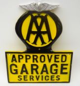 Painted aluminium 'AA Approved Garage Services' type sign,