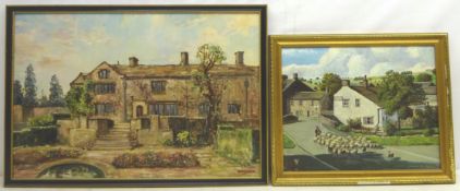 Country House, oil on board signed by James Hardaker (1901-1991) and 'Sheep Gathering, Malham',