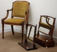 20th century French walnut framed chair, shaped cresting rail, upholstered splat and seat,