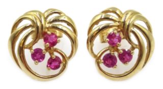 Pair of 9ct gold ruby stud earrings, hallmarked Condition Report Approx 2.