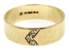 Diamond set 9ct gold band hallmarked Condition Report size L 2.