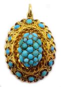 19th century 18ct gold (tested) turquoise set mourning pendant Condition Report