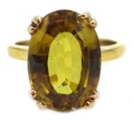 Gold oval citrine ring, stamped 14KP Condition Report Approx 4.