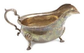 Britannia standard silver gravy boat by Goldsmiths Silversmiths London 1935 with Jubilee mark 9oz