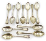 Set of eleven silver kings pattern tablespoons by William Eley,