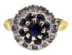 9ct gold sapphire and diamond cluster ring, hallmarked Condition Report Approx,3.