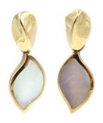 Pair off 9ct gold mother of pearl pendant earrings,